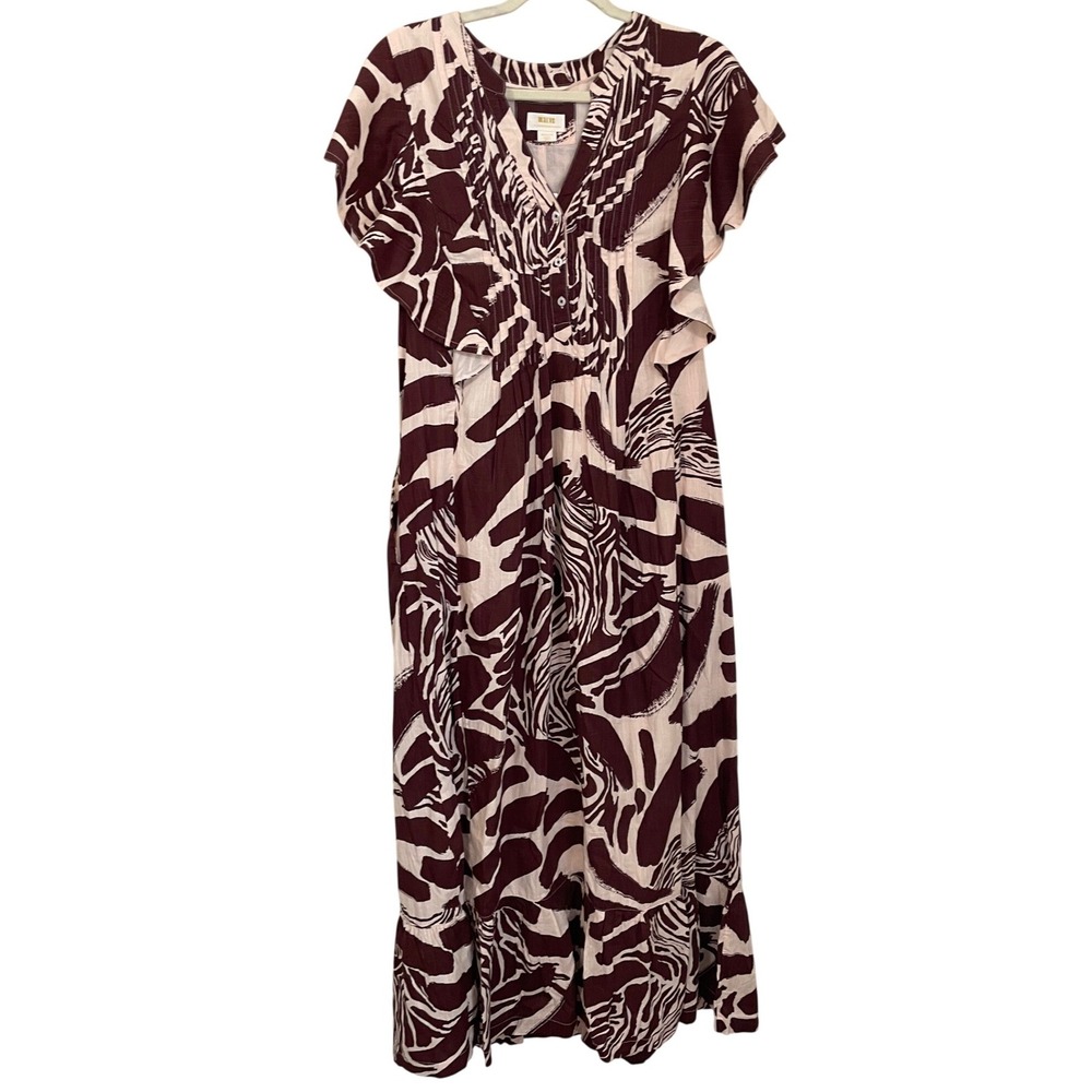 Maeve by Anthropologie Cassandra Maxi Dress Brown Zebra Safari Print Size‎ M NWT
